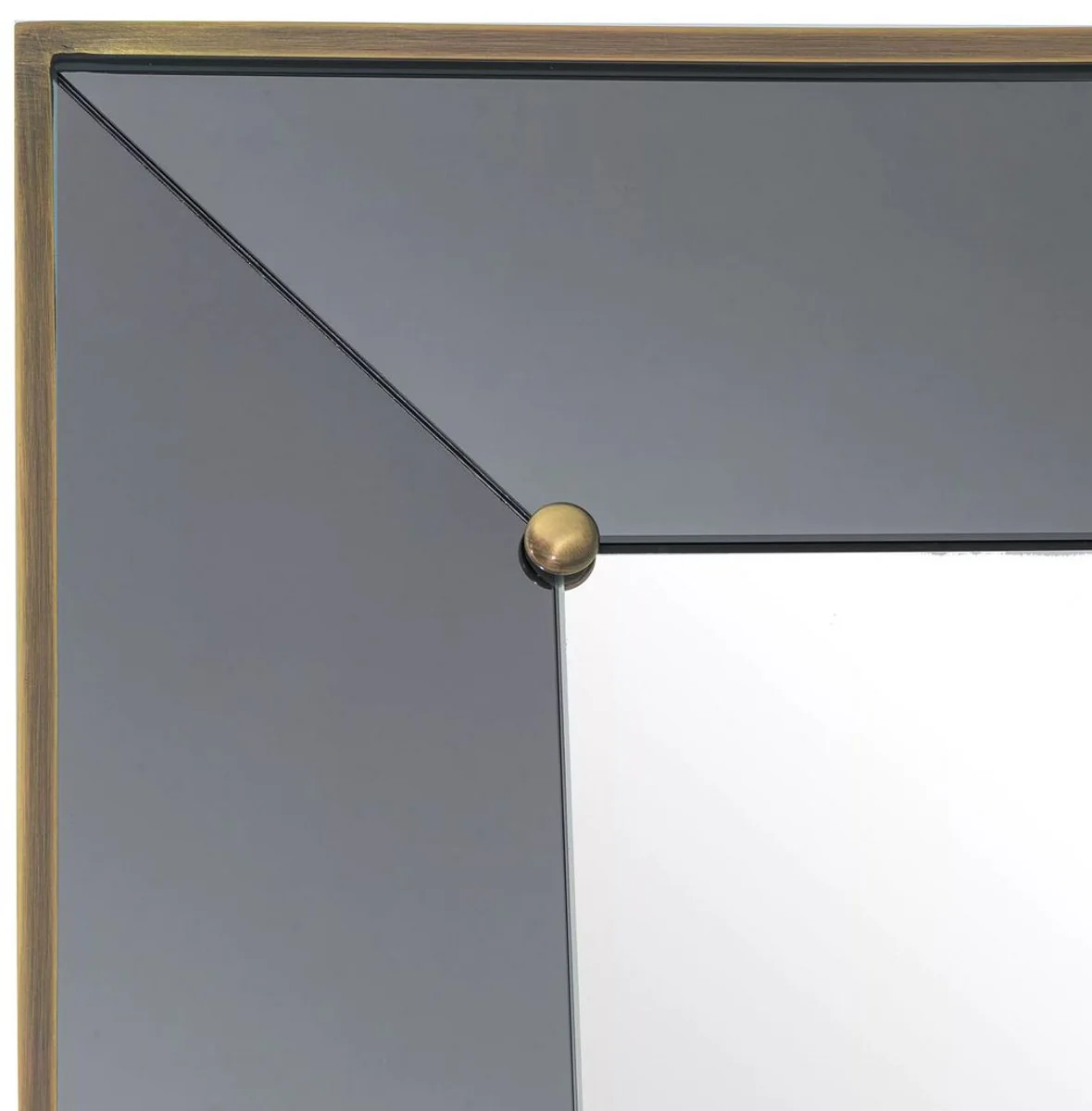 Luxury wall mirror gray / antique brass 100 x H. 217 cm - Rectangular wardrobe mirror with glass shelf - Bathroom mirror - Wardrobe furniture - Bathroom furniture - Luxury furniture