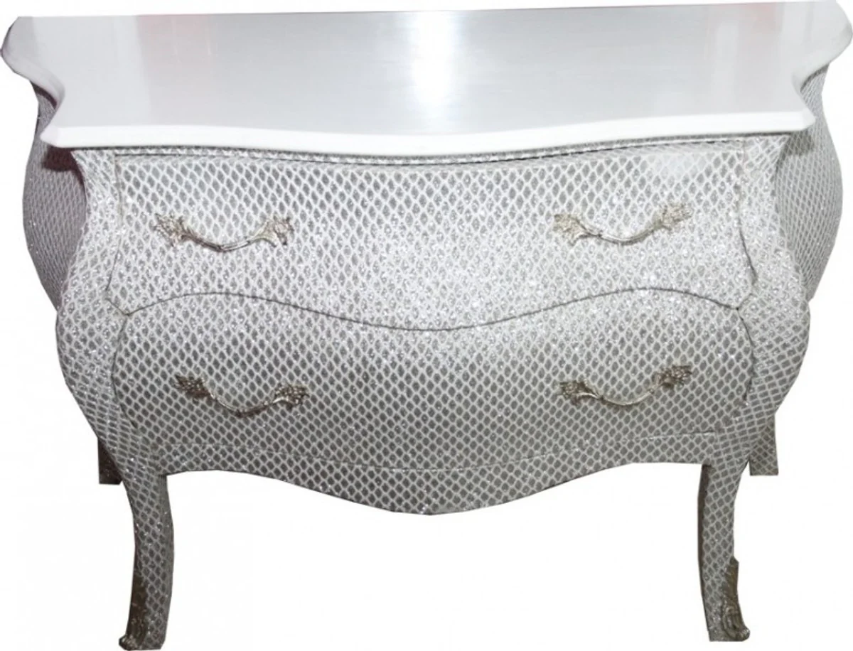 Baroque chest of drawers white / glitter look 120cm