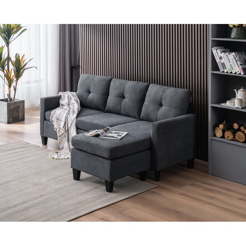 Almendarez 77 Wide Reversible Modular Sofa & Chaise mit Ottoman