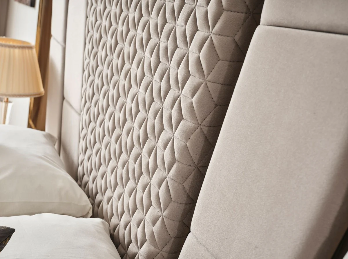 Luxury Art Deco Bedroom Set Gray / Gold - 1 Double Bed with Headboard & 2 Nightstands - Art Deco Bedroom Furniture - Luxury Bedroom Furniture - Luxury Furnishings