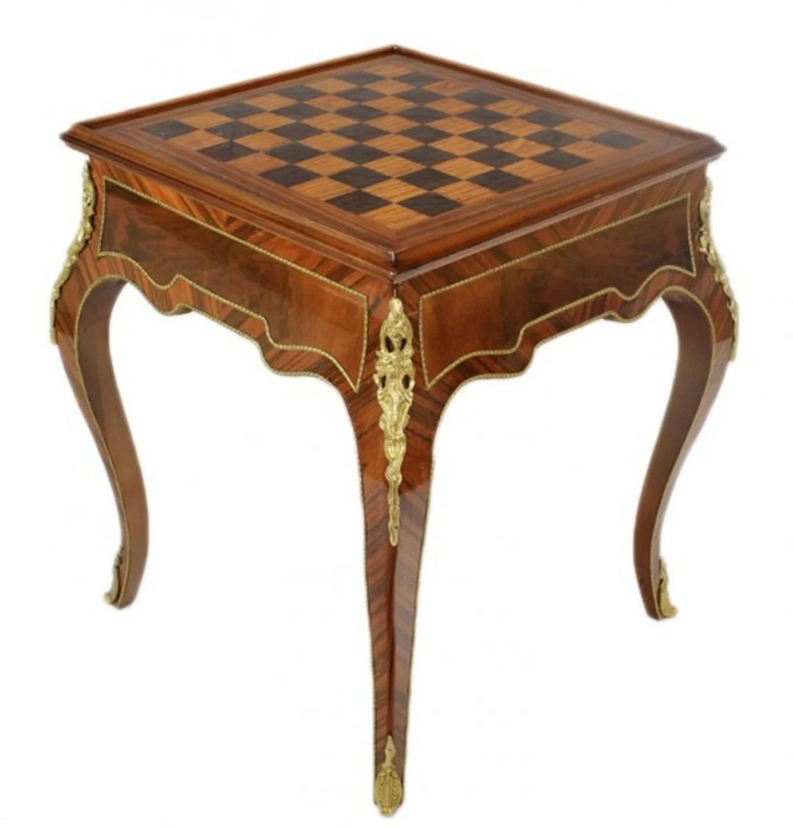 Art Deco game table chess / backgammon table mahogany brown L 60 x W 60 x H 71 cm - furniture antique style baroque