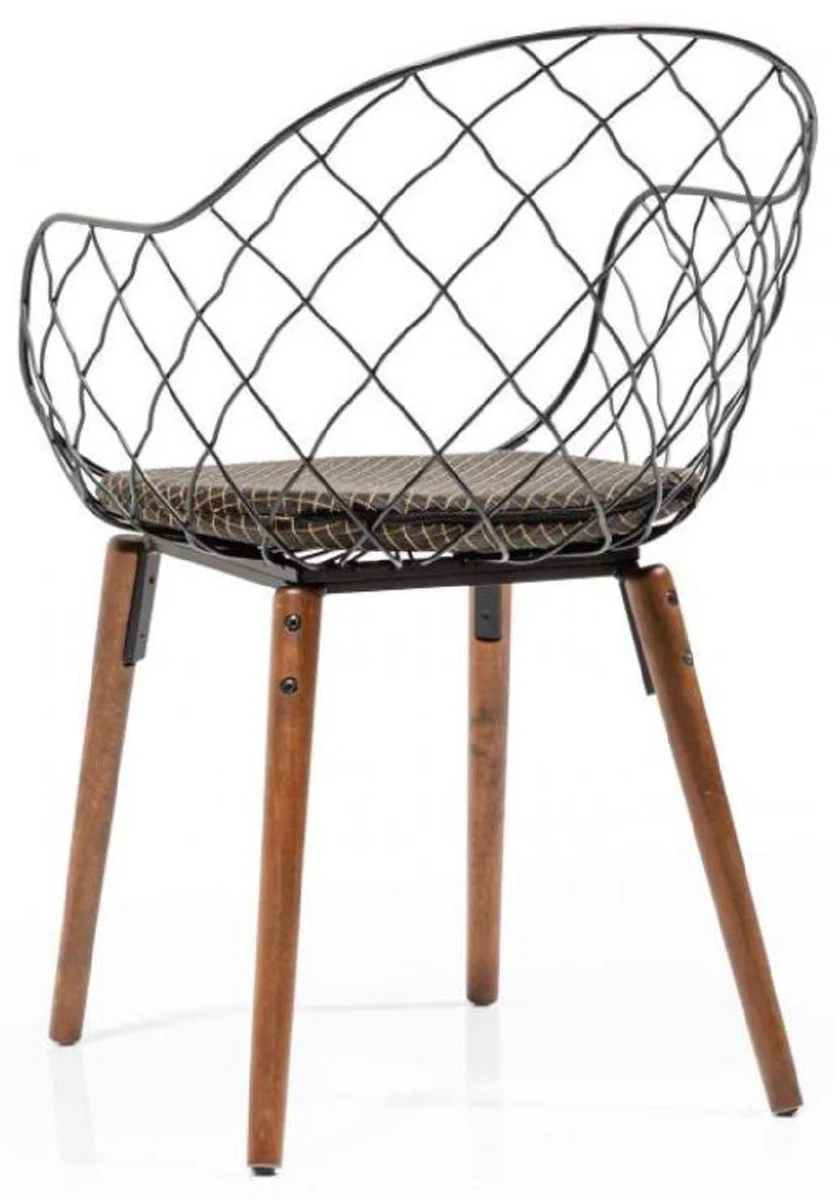 Luxury garden chair set black / gold / gray / brown 40 x 40 x H. 81 cm - Modern garden chairs with armrests - Garden & catering furniture