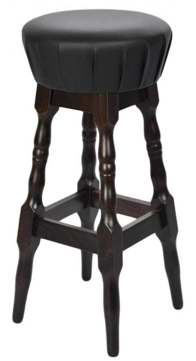 Art Nouveau bar stool black / dark brown H. 80 cm - Round faux leather bar chair