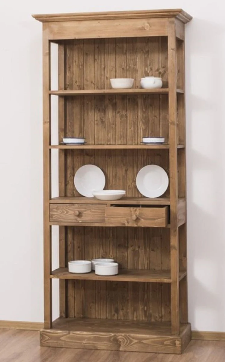 Country house style cupboard brown 91 x 39 x H. 197 cm - country house style solid wood dining room cupboard - country house style solid wood furniture