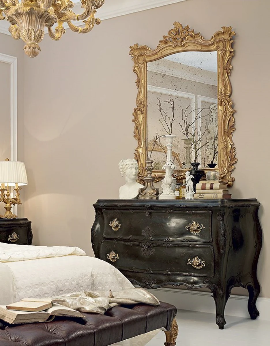 Luxury Baroque Mirror Antique Gold - Handmade Italian Baroque Style Wall Mirror with Antique Mirror Glass - Luxury Baroque Style Furniture - Baroque Furniture - Made in Italy