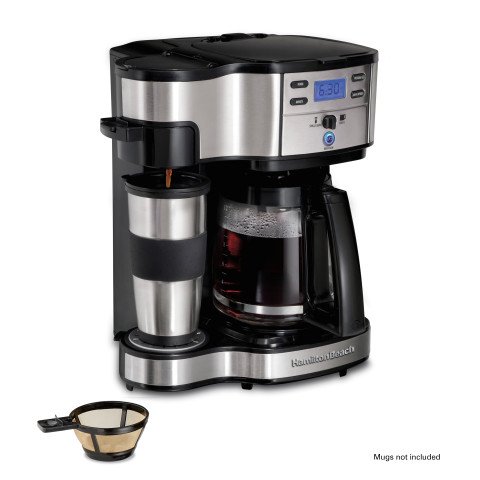 Hamilton Beach 2-Way Brewer 49980A, Einzel-Serve-Kaffeemaschine und Full 12 Cup-Kaffee, Edelstahl, programmierbar