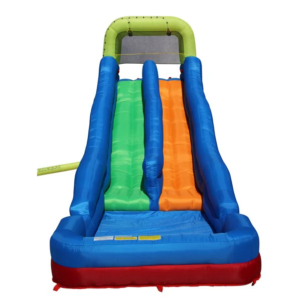 BANZAI Double Drop Raceway, großes aufblasbares Wasserpark-Spielzentrum – Dual-Racing-Wasserrutschen und Kletterwand – Sommerspaß im Freien für Kinder und Familien