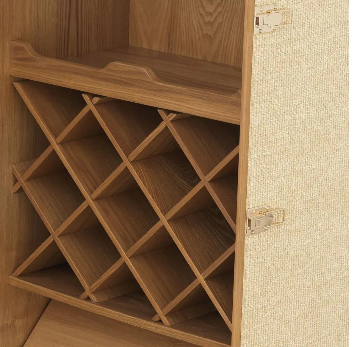 Luxury wine cabinet in suitcase design natural colors / brown 59 x 59 x H. 122.5 cm - suitcase cabinet with wheels - bar furniture - luxury furniture - luxury quality