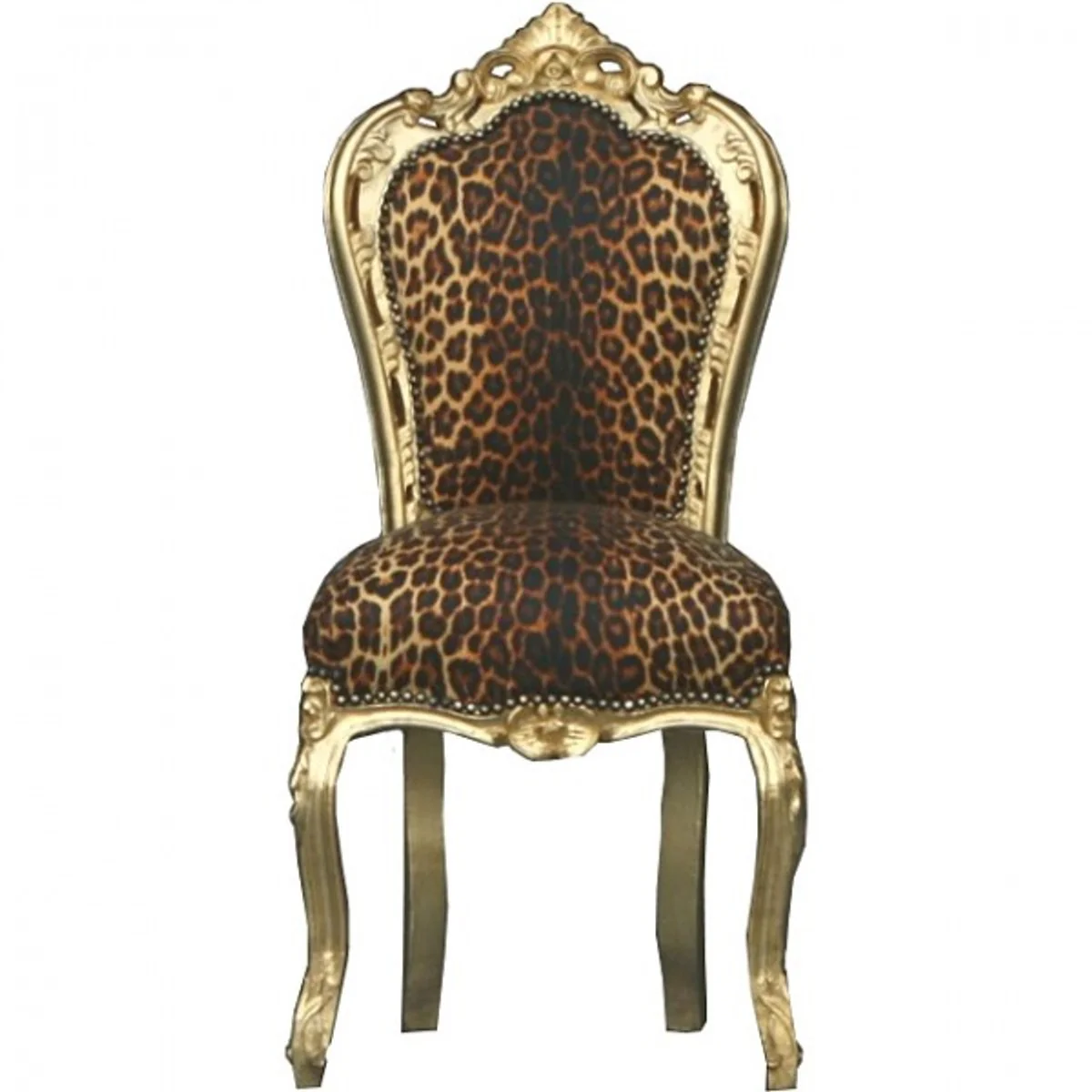 Baroque dining room chair leopard / gold - furniture