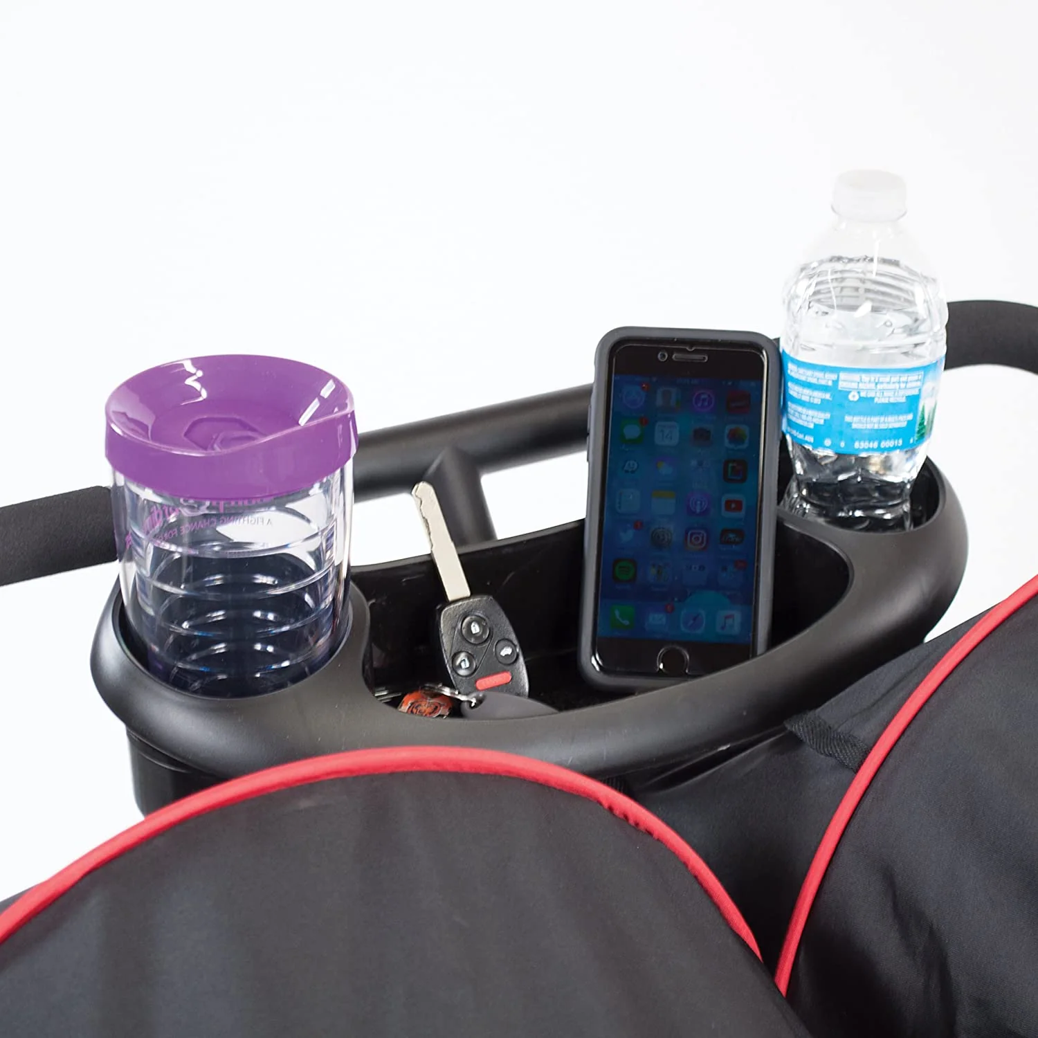 Doppelkinderwagen für Babys und Kleinkinder |  Cloud Plus – einfach zusammenklappbar, verstellbare Sitze, Ablagen für Kinder und Eltern, großer Stauraum, ausziehbare Vordächer – Rot/Schwarz