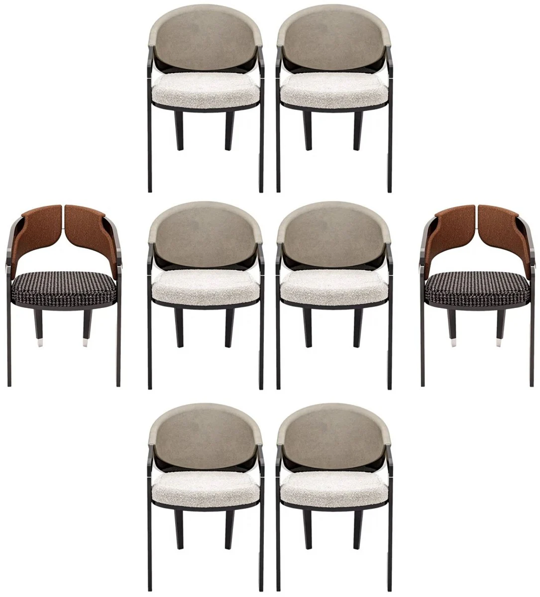 Luxury designer dining room chair set of 8 gray / brown - luxury furniture - designer furniture - dining room furniture - restaurant furniture - hotel furniture - luxury quality