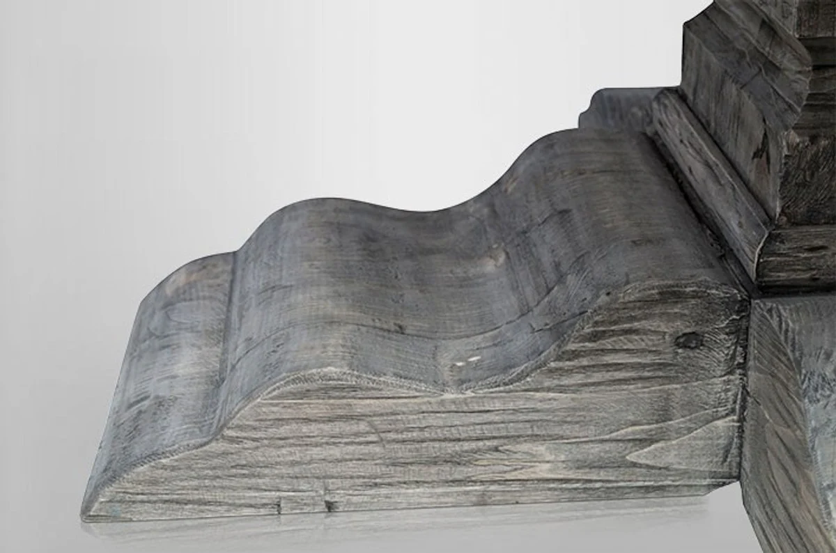 Country house dining table round oak rustic gray - baroque style table solid oak