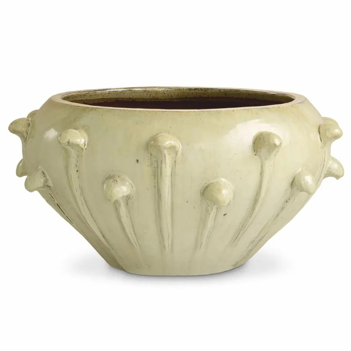 Luxus Barock Keramik Blumentopf Antik Sandfarben Ø 89 x H. 45 cm