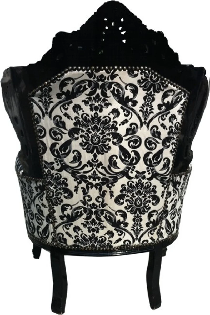 Barock Sessel King Schwarz / Weiß 85 x 85 x H. 120 cm - Sessel im Antik Stil