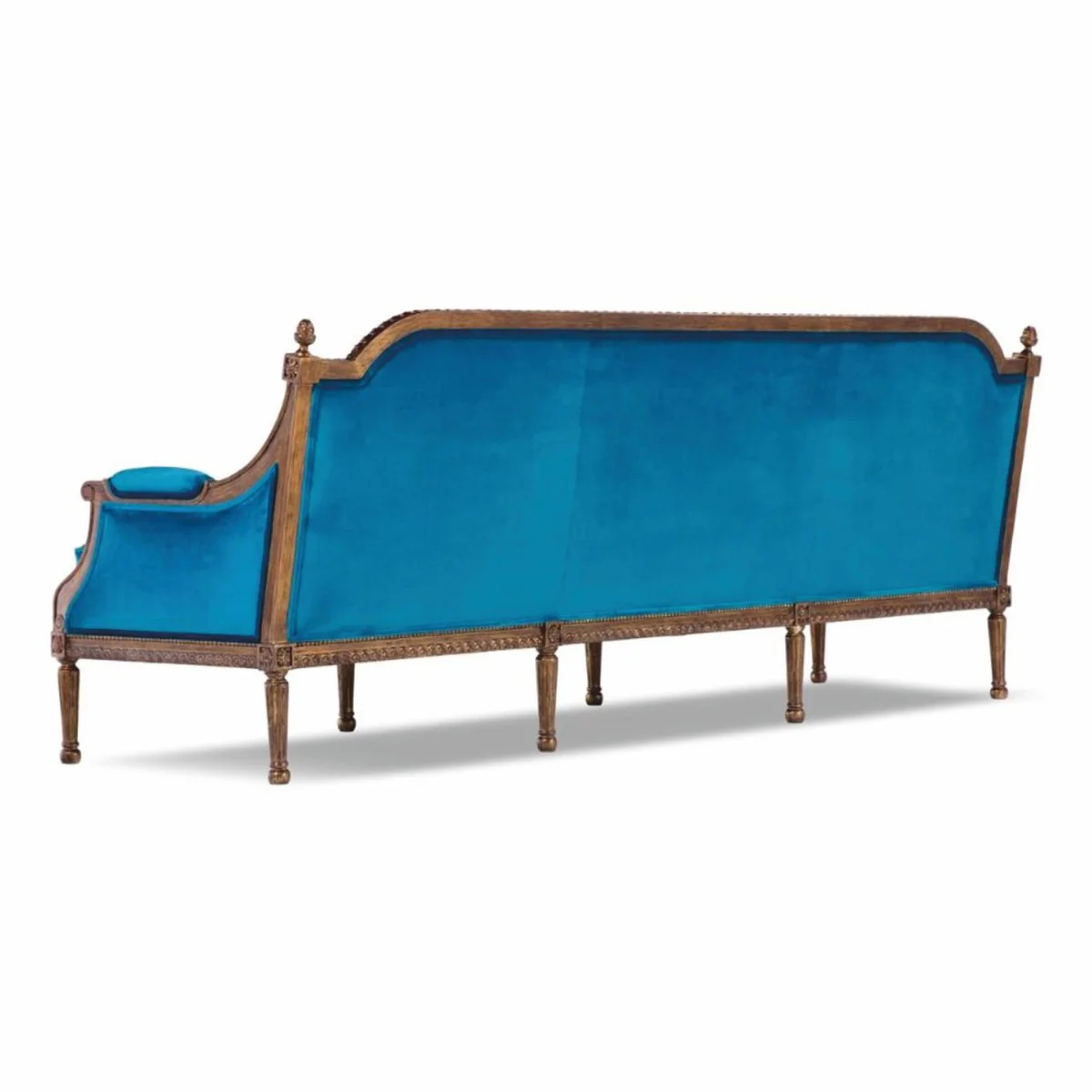 Luxury Baroque Velvet Sofa Blue / Brown 233 cm - Baroque style living room furniture