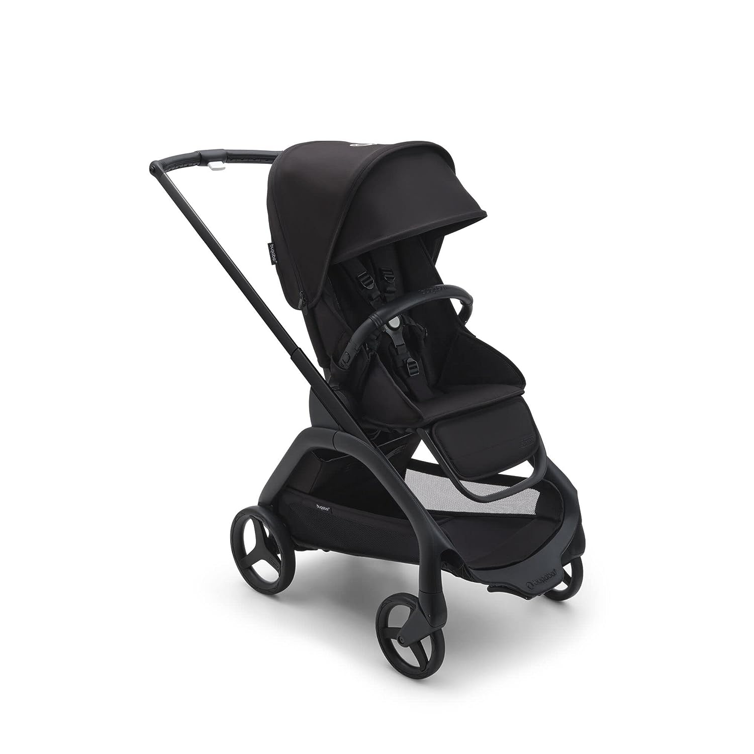 Bugaboo Dragonfly City Stroller, leichtes kompaktes Baby-Roller mit einer Hand leicht faltbar in jeder Position, Vollfederung, XL Unterschale, Schwarze Chassis und Mitternacht Schwarze Sonne Baldachin