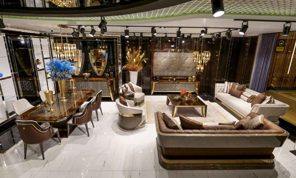 Luxury coffee table brown / gold - noble living room & hotel table - living room & hotel furniture - luxury quality