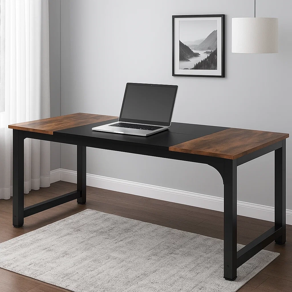 Moderner Schreibtisch mit Metallgestell und Holzplatte, 120 x 60 x 75 cm - kwwEhou294rI