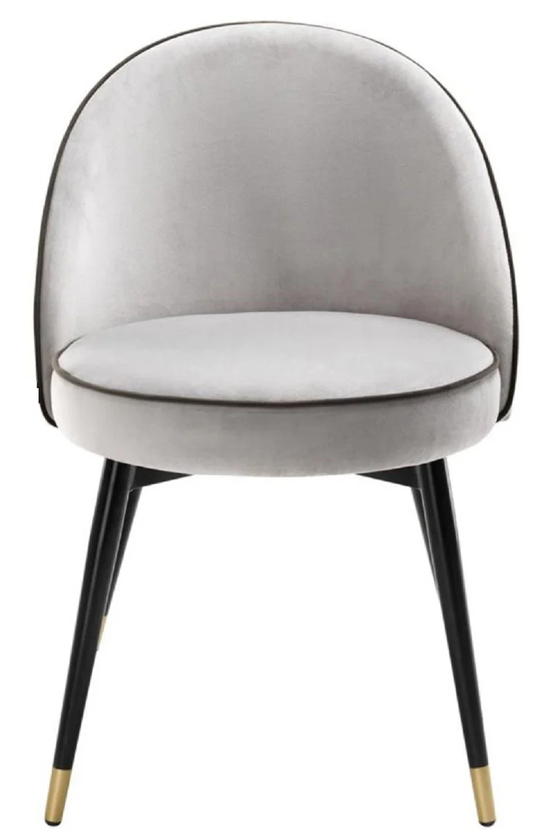 Luxury dining room chair set light gray / black / brass 55 x 64 x H. 83 cm - Dining room furniture - Luxury collection