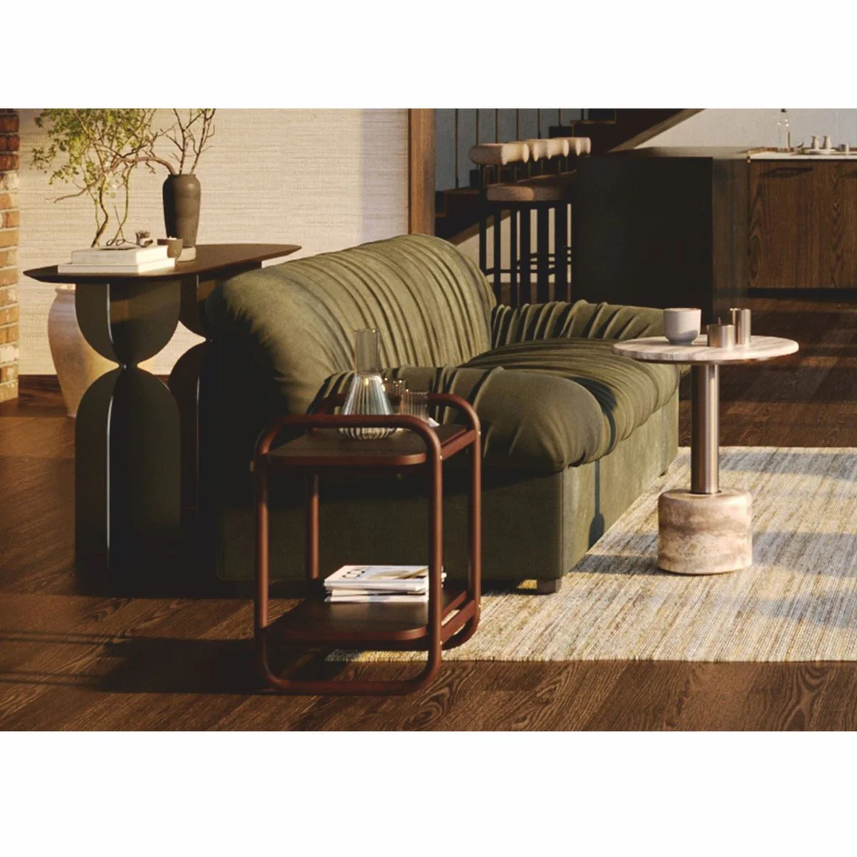 Luxury travertine side table gray Ø 50 x H. 60 cm - Travertine furniture