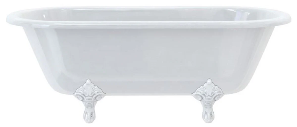 Luxury Art Nouveau bathtub white / white 169 x 74.5 x H. 62 cm - Freestanding retro acrylic bathtub - Retro bathroom furniture