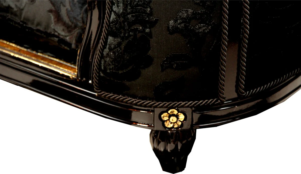 Pompöös by Luxury Baroque Dog & Cat Bed Deluxe Black Bouquet Pattern / Gold by Harald Glööckler