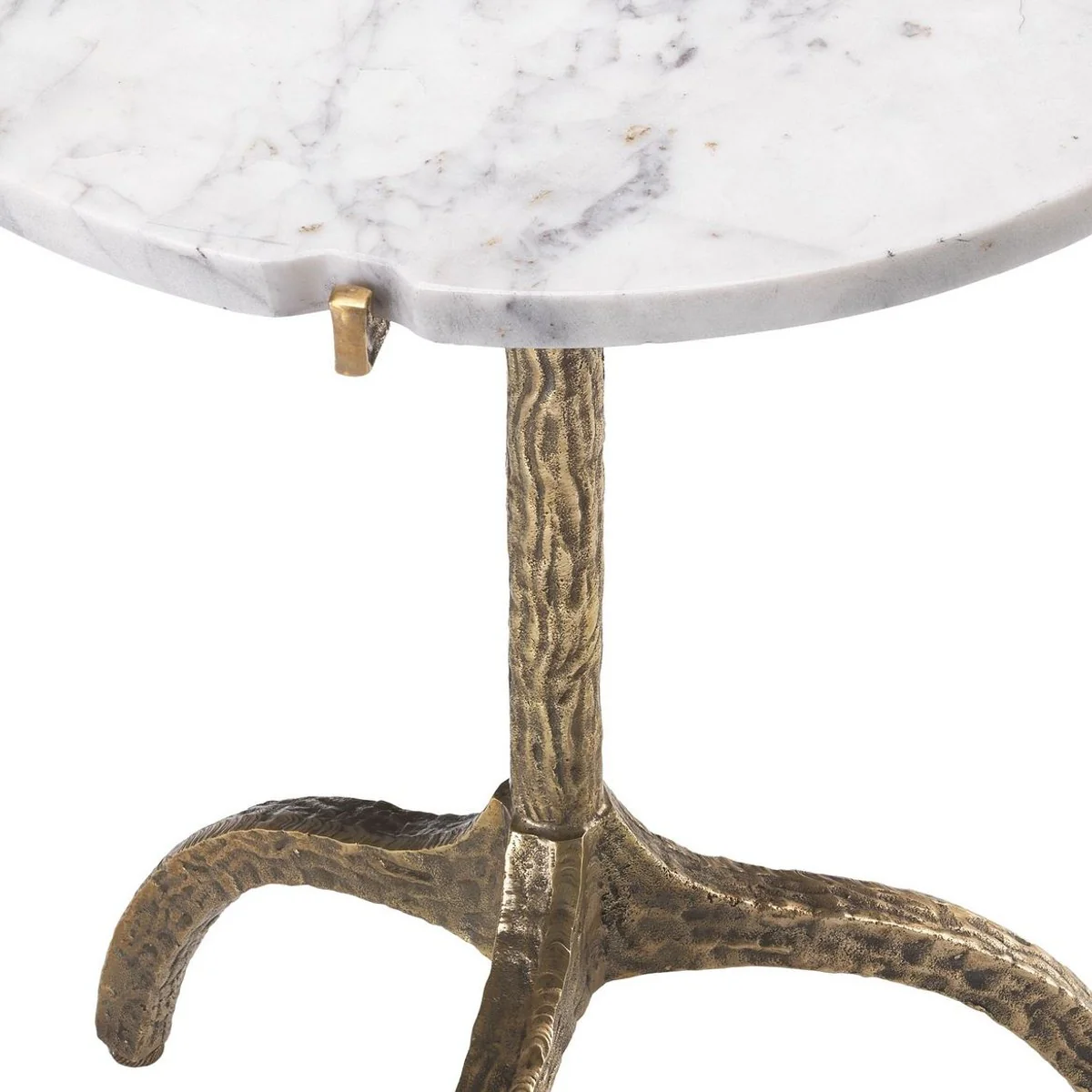 Luxury side table vintage brass / white Ø 45 x H. 58.5 cm - brass table with marble top - living room furniture - luxury furniture