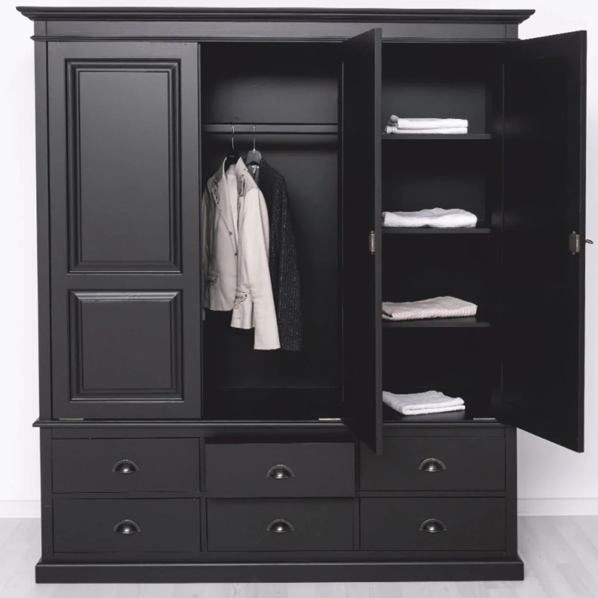 Country house style bedroom cupboard black 174 cm - bedroom furniture