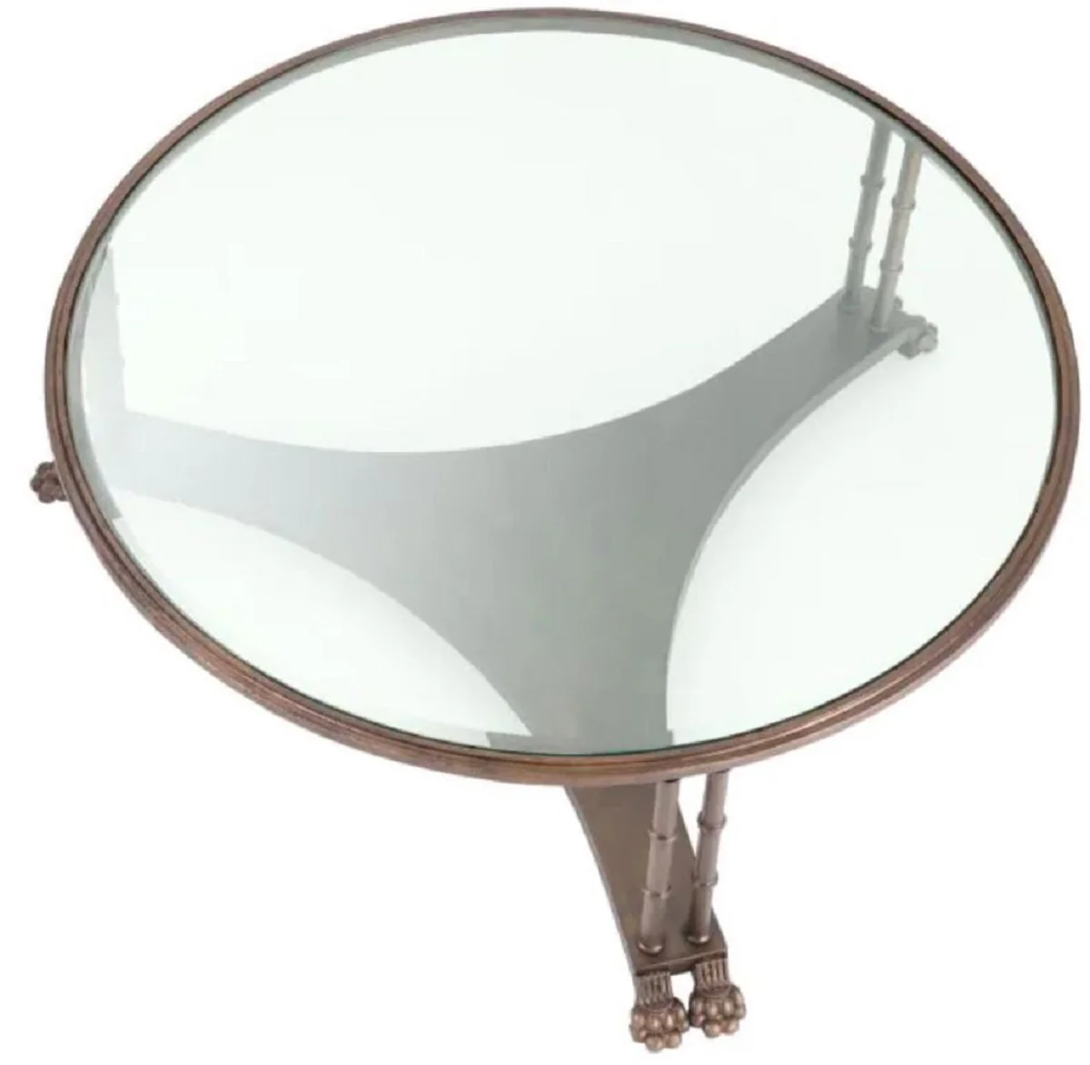 Luxury baroque coffee table with glass top bronze Ø 96 x H. 36.5 cm