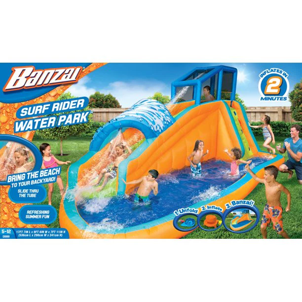 Banzai Surf Rider Aqua Park (aufblasbare Wasserrutsche im Sommerspaßbecken im Hinterhof)