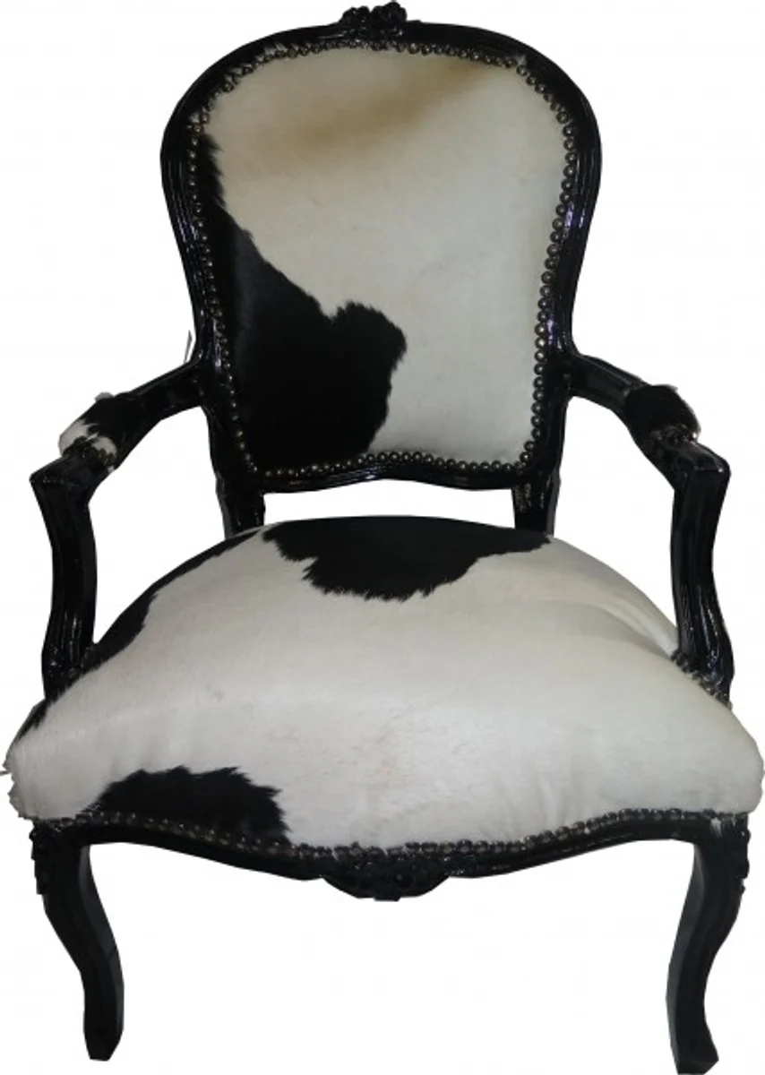 Baroque Salon Cowhide Black-White / Black - Furniture Antique Style