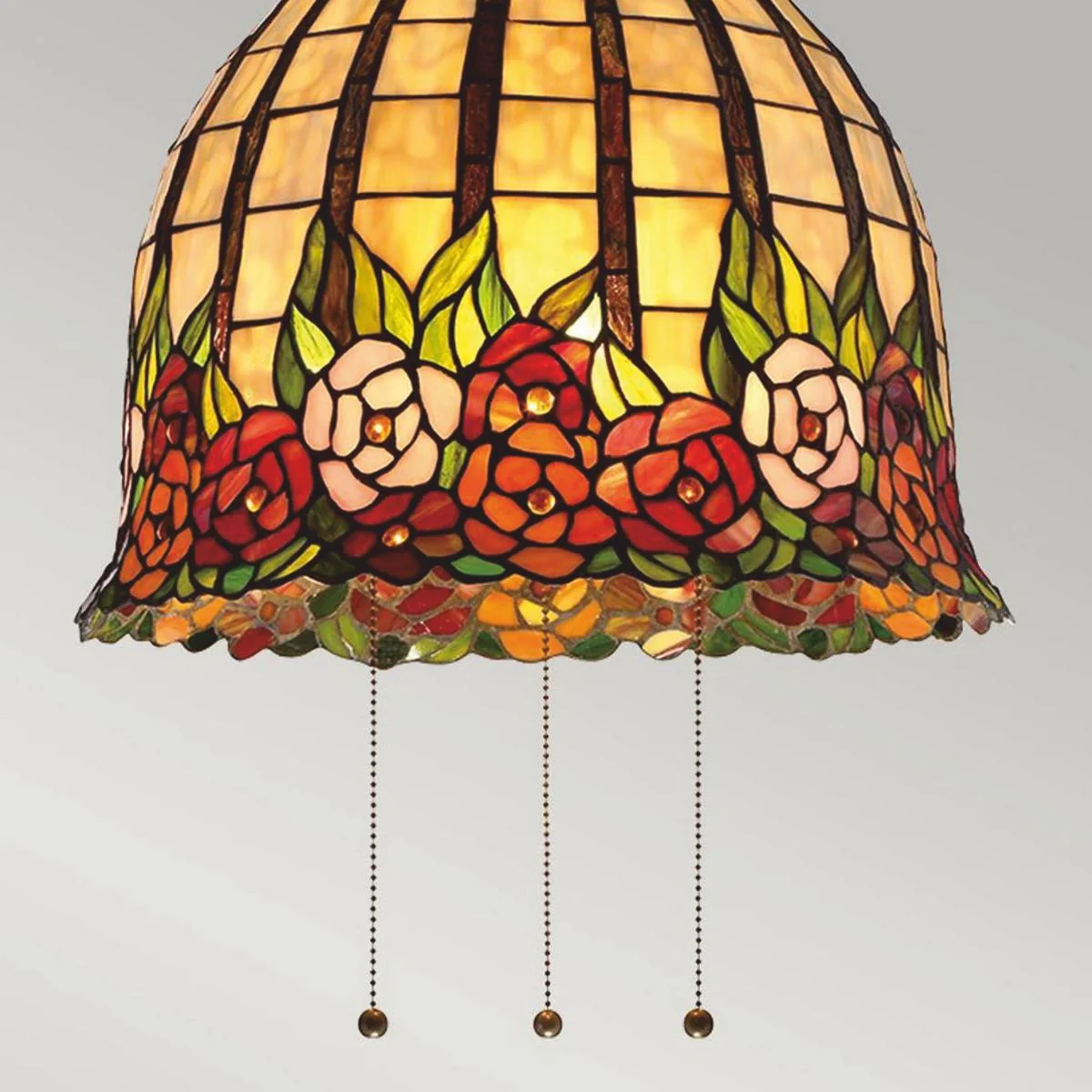 Luxury Tiffany pendant light rose colored / bronze Ø 38.1 x H. 38.3 cm