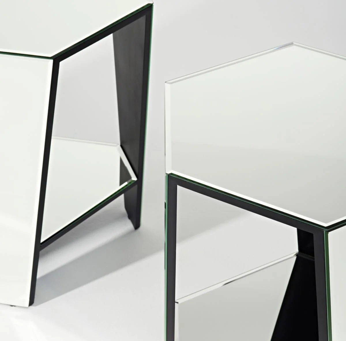 Luxury mirror glass side table 45 x 40 x H. 56 cm - designer furniture