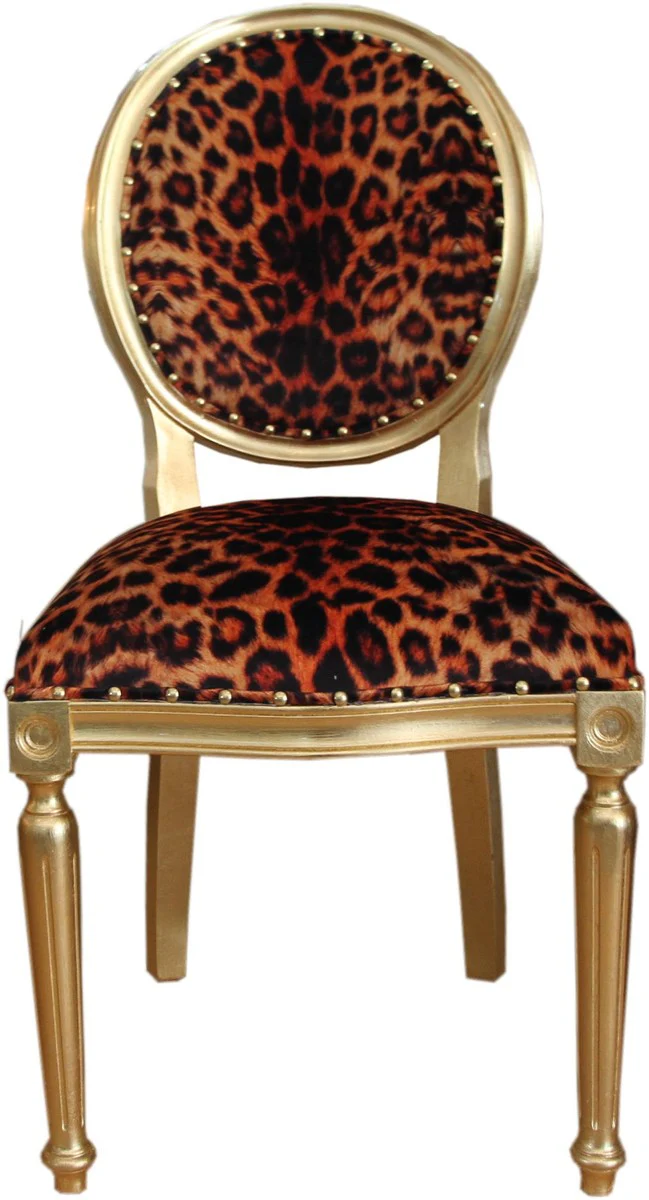 Baroque Luxury Dining Room Chair Leopard / Gold - Designer Chair - Hotel & Restaurant Furniture - Luxury Quality