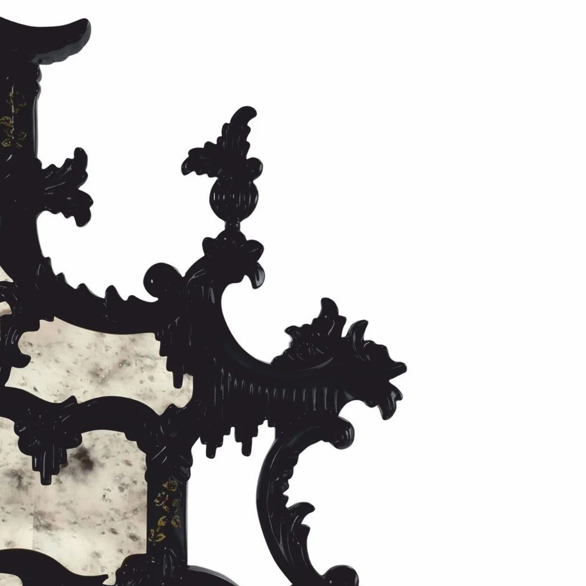 Luxury Baroque Chinese Style Mirror Black / Gold H. 134 cm - Baroque Style Furniture