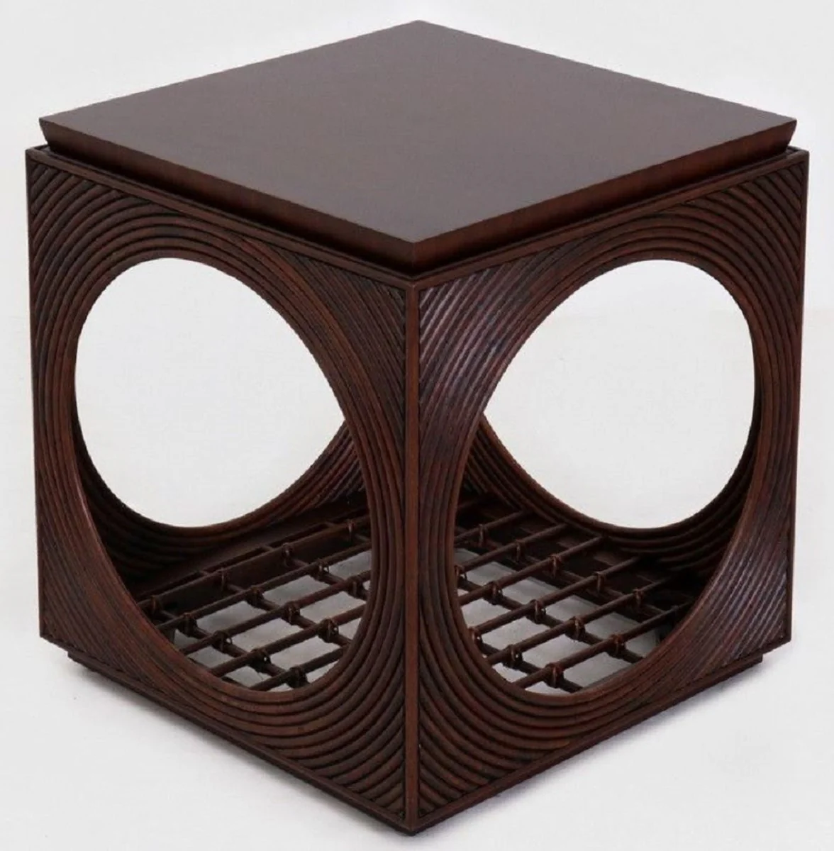 Luxury mahogany side table in cube shape dark brown 50 x 50 x H. 55 cm - living room furniture - luxury quality