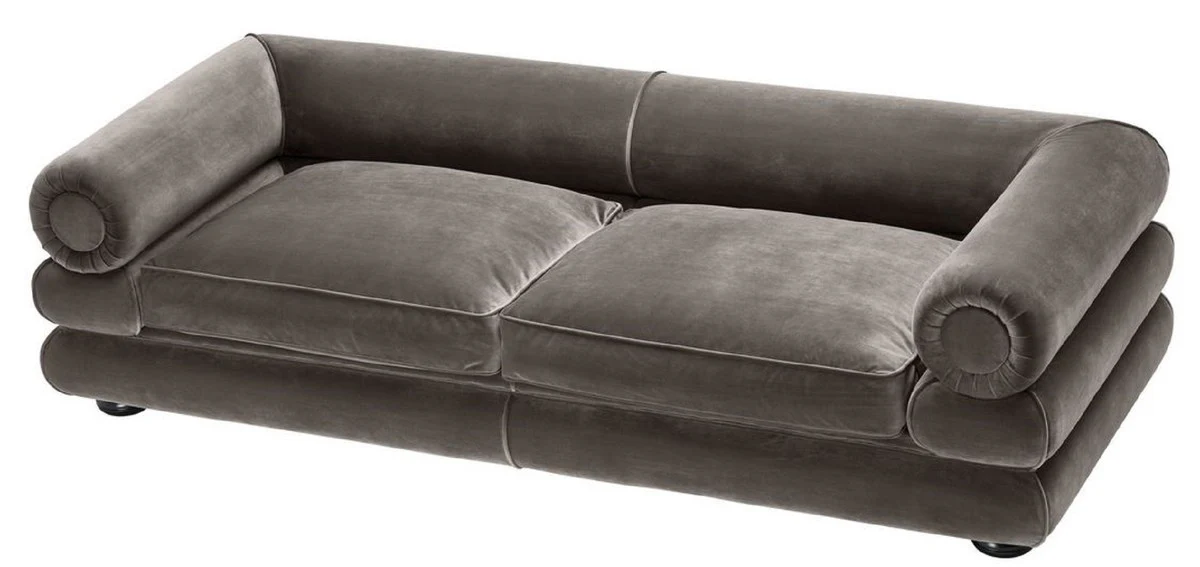 Luxury velvet sofa gray / black 233 x 96 x H. 65 cm - living room sofa - luxury quality