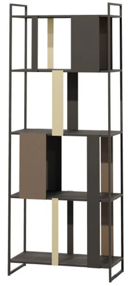 Luxury metal shelf cabinet black / brown / brass 78 cm
