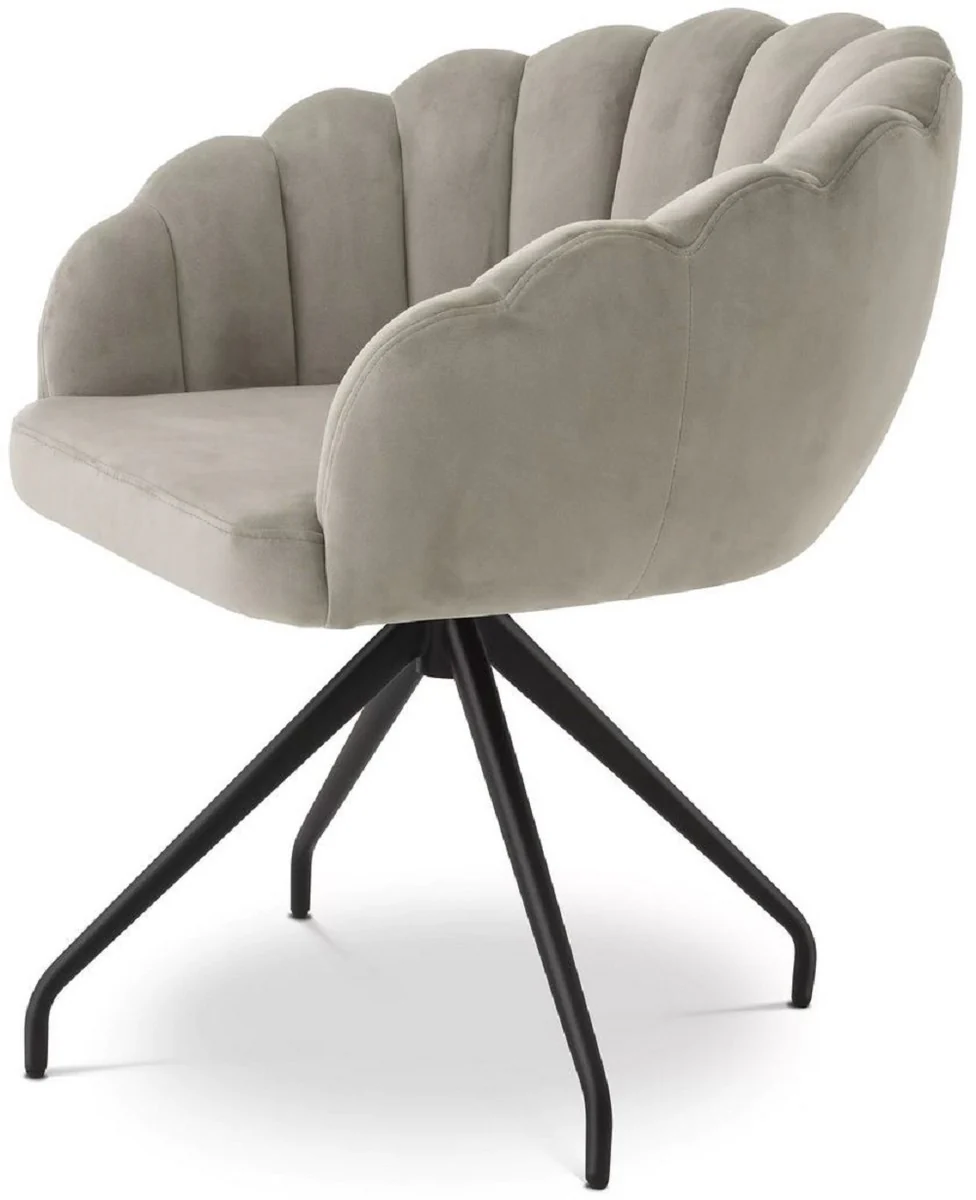 Luxury dining room chair Greige / Black 65.5 x 64 x H. 78.5 cm - Swivel chair with elegant velvet fabric - Dining room furniture - Luxury furniture - Luxury furnishings - Dining room furnishings