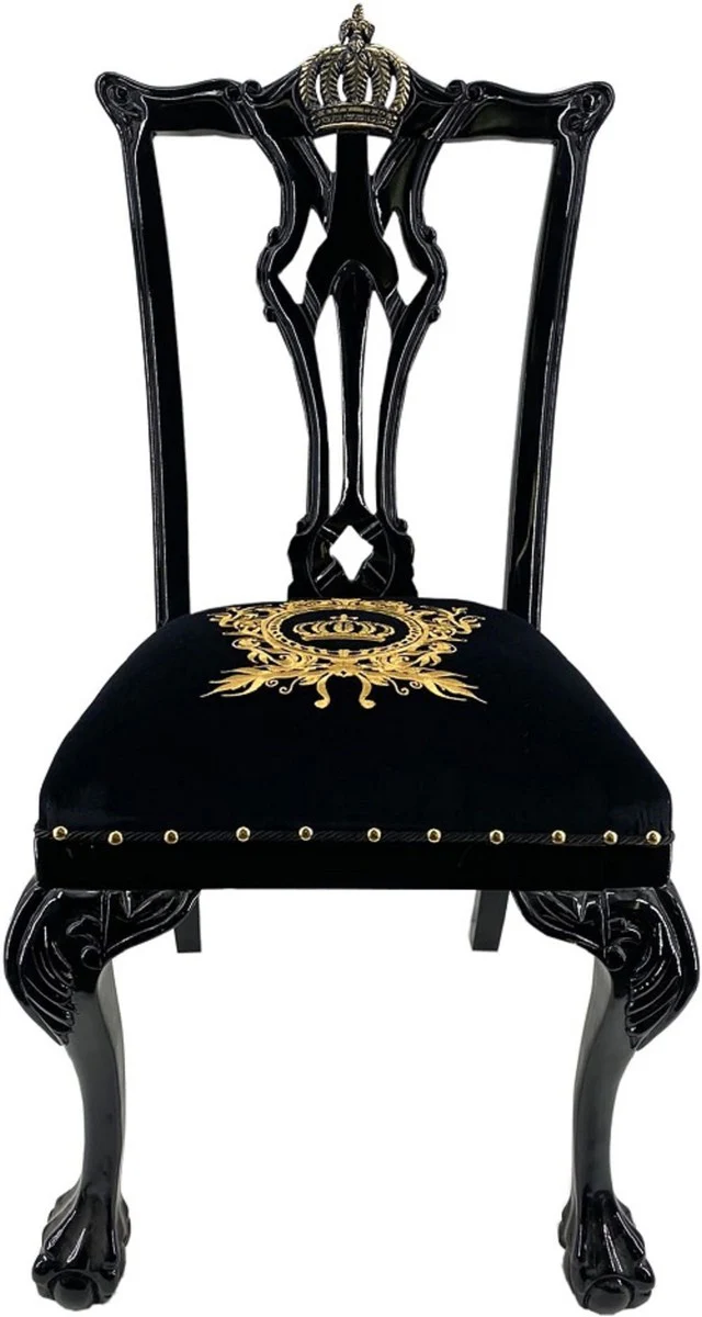 Pompöös by Luxury Baroque Dining Room Chairs Black / Gold - Pompöös Baroque Chairs designed by Harald Glööckler - 4 Dining Room Chairs - Baroque Dining Room Furniture
