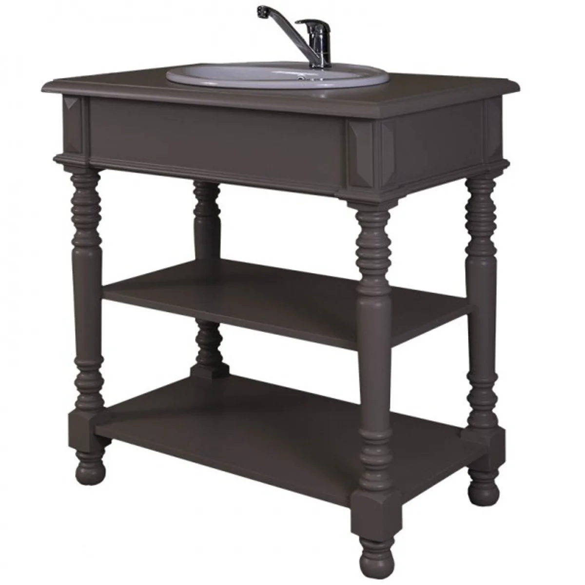 Country house style wash cabinet washbasin including 1 washbasin gray - bathroom cabinet