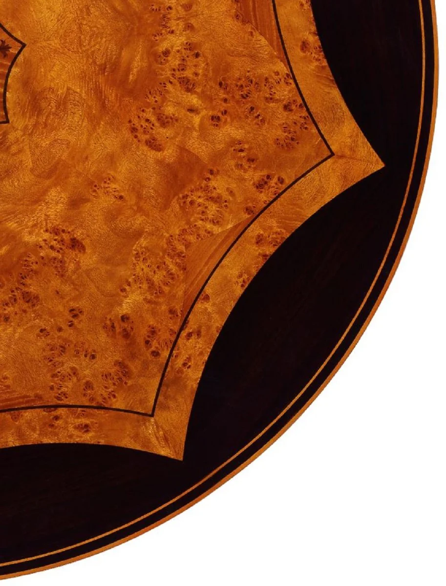 Luxury Baroque Dining Table Brown / Black / Gold - Round Solid Wood Dining Room Table in Baroque Style - Baroque Dining Room Furniture - Luxury Dining Room Furniture in Baroque Style - Noble & Magnificent