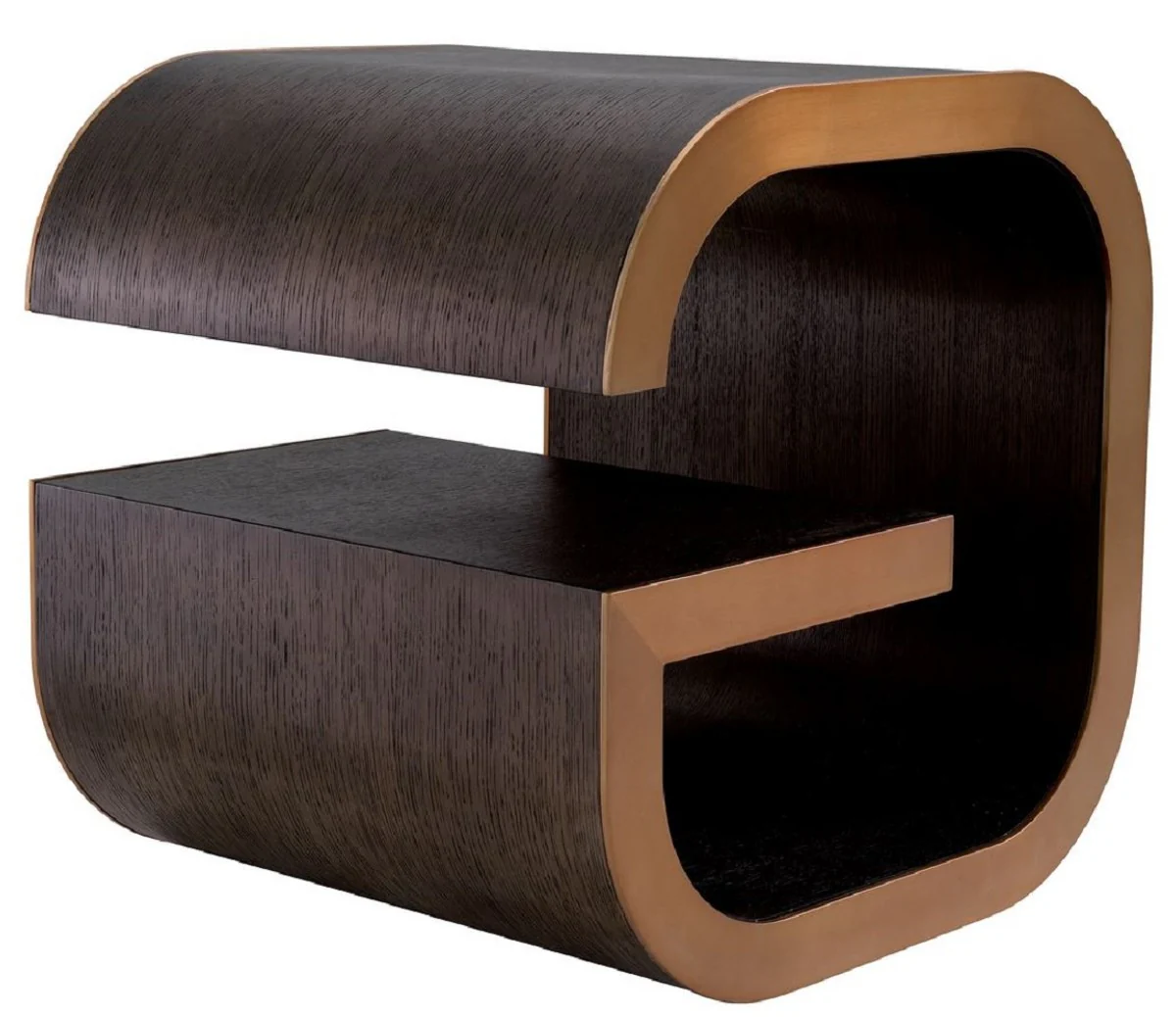 Luxury side table mocha / brass 46 x 46 x H. 50.5 cm - designer living room table - living room furniture - luxury furniture - designer furniture - luxury furnishings - designer furnishings