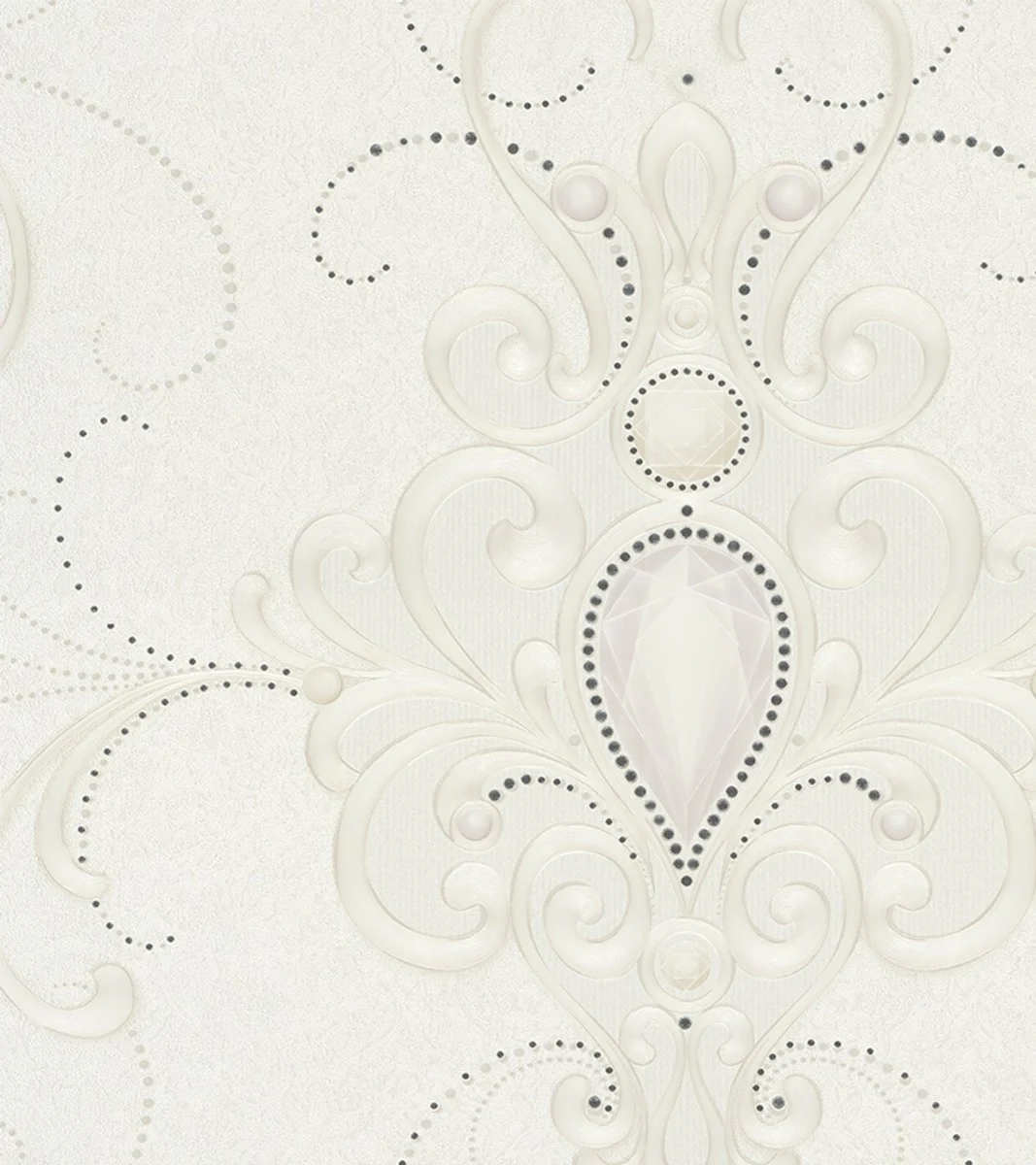 Harald Glööckler designer baroque non-woven wallpaper 58558 - ornaments with rhinestones - beige / cream