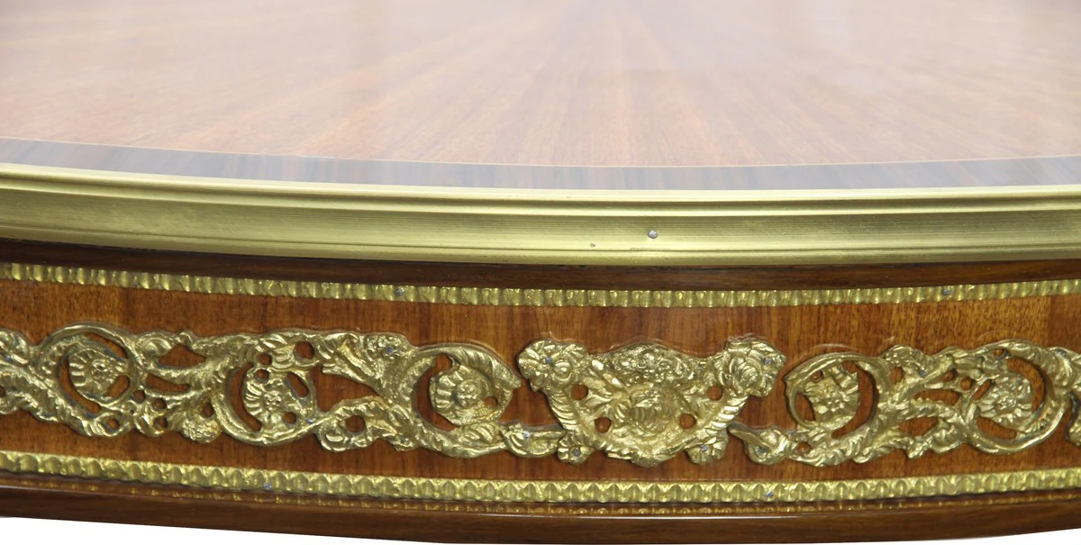 Luxury baroque side table mahogany inlays with brass applications 90 x 53 x H77 cm