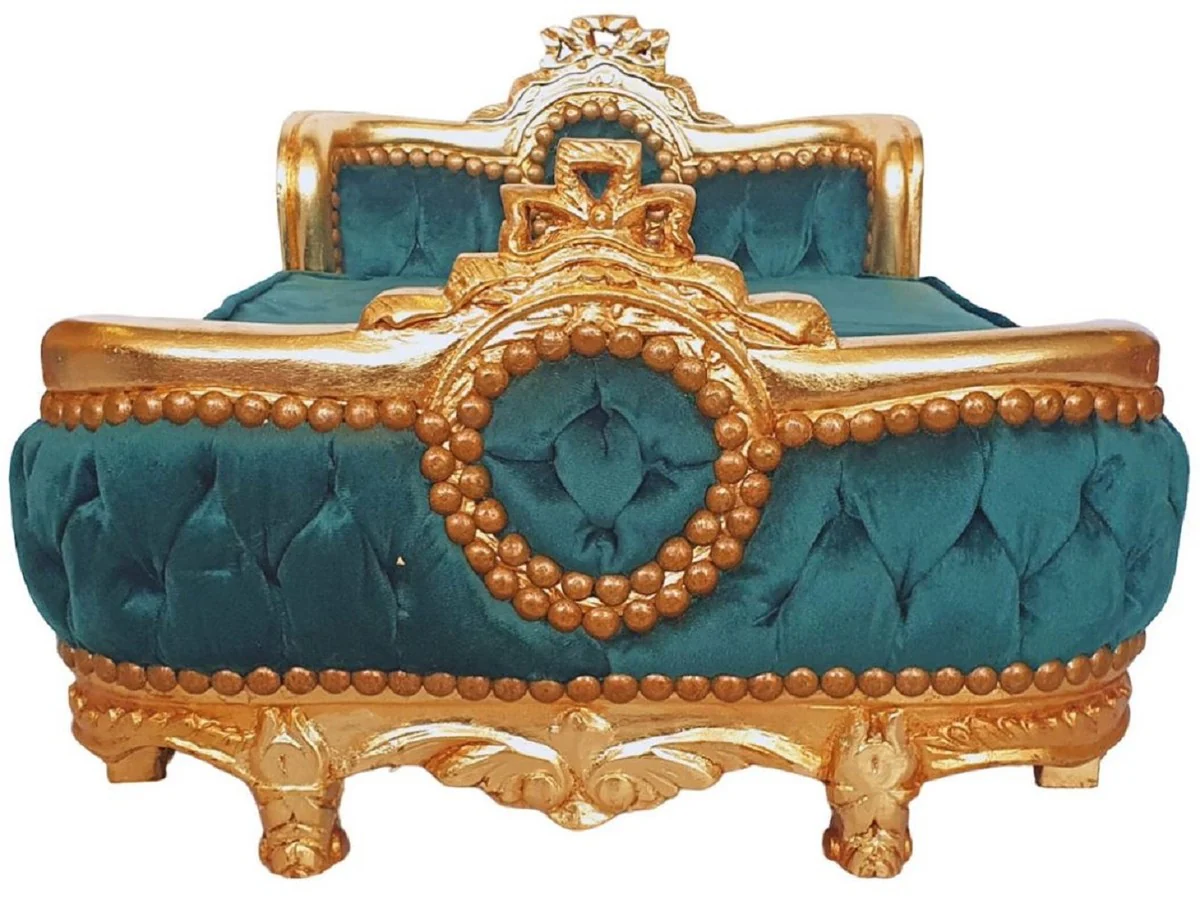 Baroque dog bed green / gold - handmade antique style dog bed - magnificent dog furniture in baroque style - antique style animal furniture - baroque animal furniture