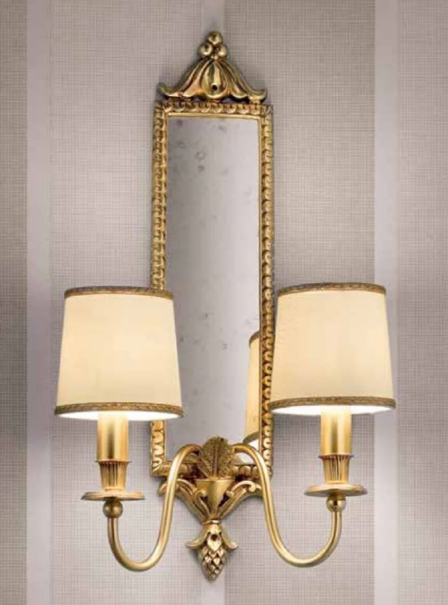 Luxury Baroque double wall lamp with mirror gold / ivory 35 x 18 x H. 60 cm - Magnificent wall lamp in Baroque style - Baroque lights - Luxury quality - Made in Italy
