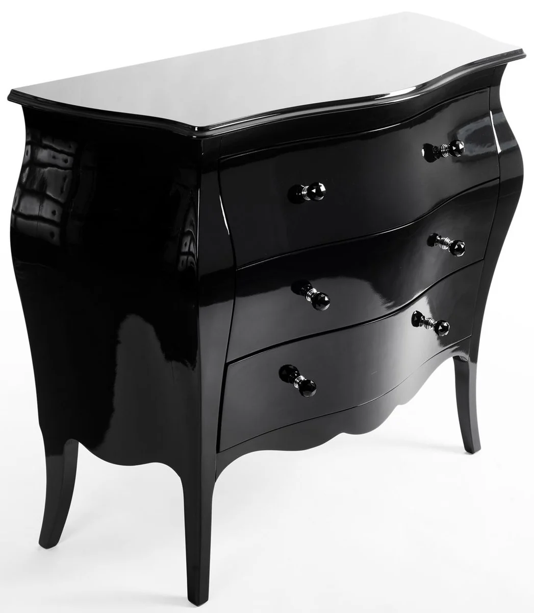 Luxury baroque chest of drawers high gloss black - handmade solid wood chest of drawers with 3 drawers - luxury furniture in baroque style - baroque furniture - baroque furnishings - noble & magnificent