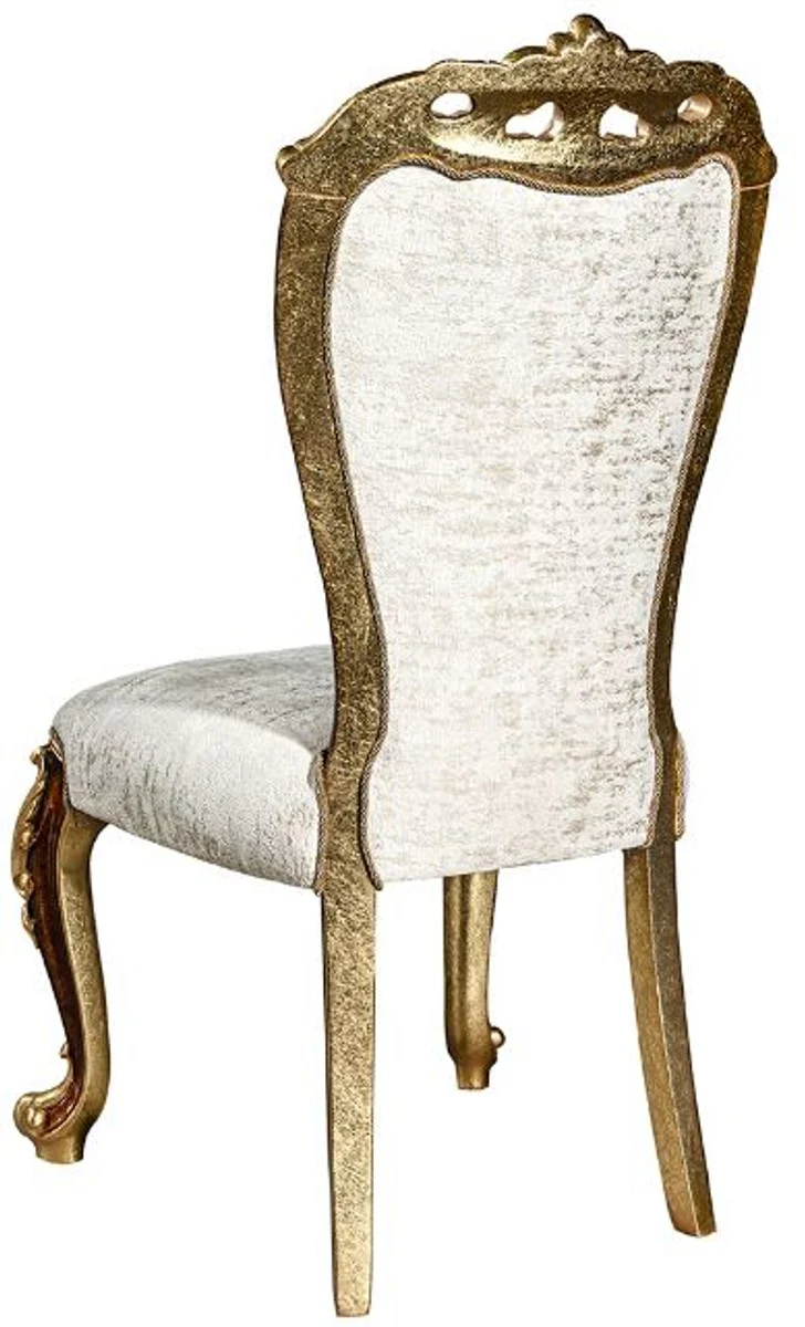 Luxury baroque dining room chair set white / gold / brown / gold 57 x 54 x H. 115 cm - Noble kitchen chairs set of 6 in baroque style - Baroque dining room furniture