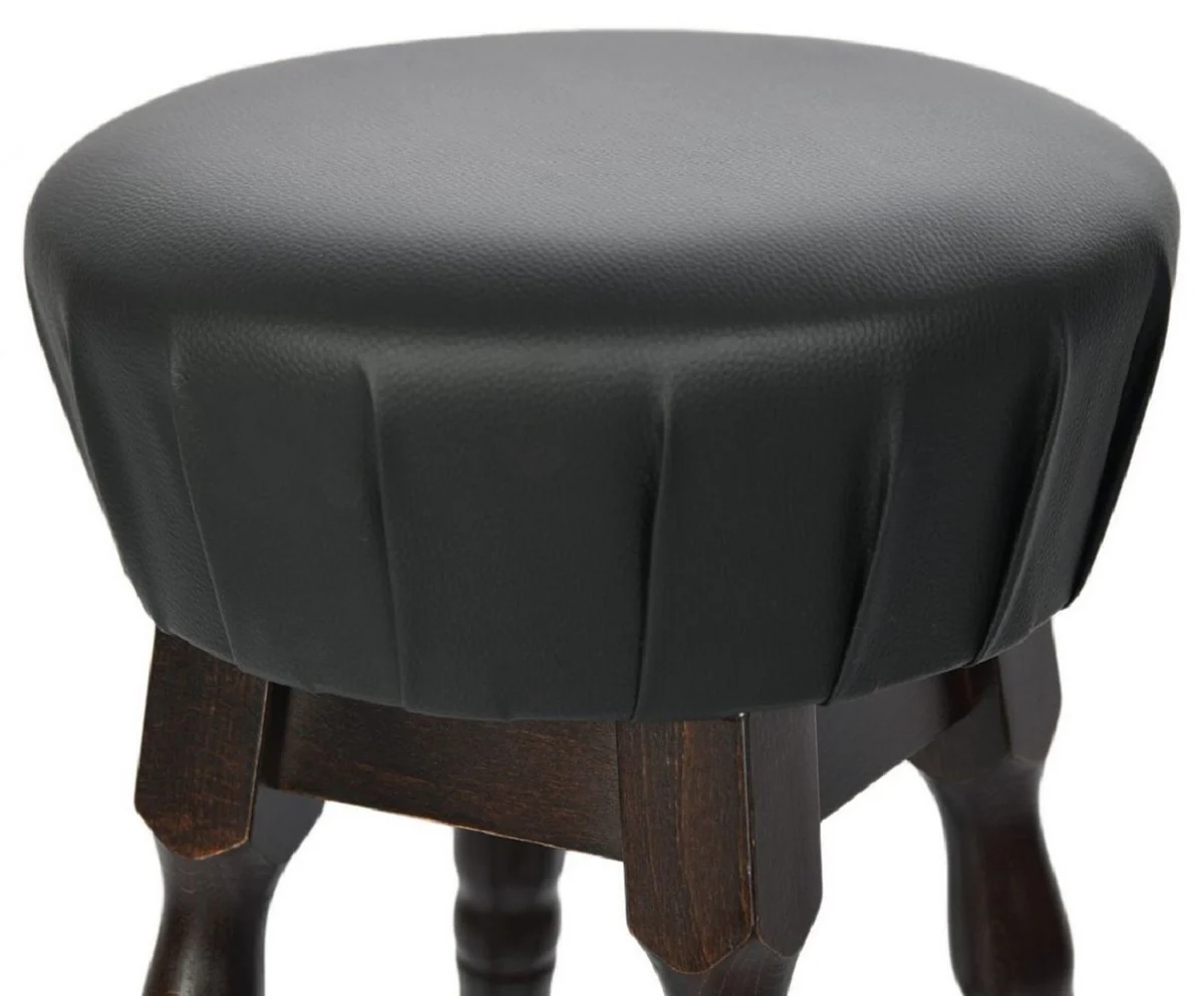 Art Nouveau bar stool black / dark brown H. 80 cm - Round faux leather bar chair